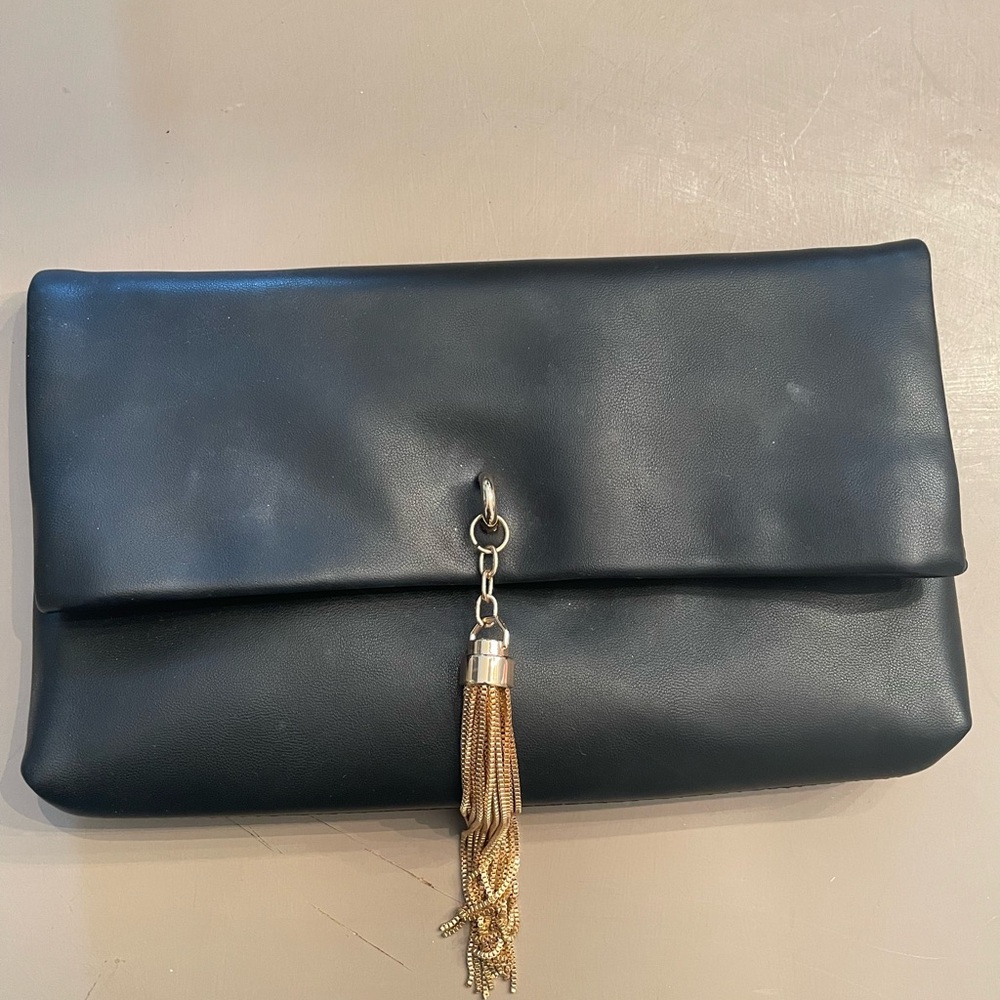Elegant Black Clutch with Gold Tassel